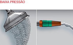 detalhe de chuveiro com baixa pressão