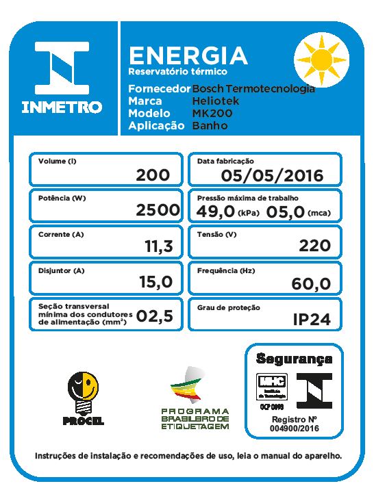 selo inmetro sobre aquecedor solar compacto